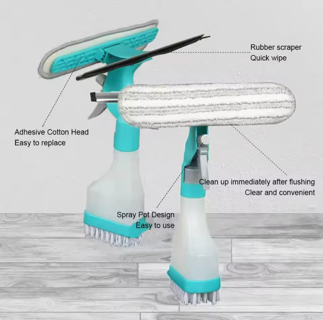 4 in 1 Spray Window Cleaning Brush, Multifunctional Glass Cleaning Scrub With Water Spray, Household Glass Wiper With Water Gun 4 in 1 Spray Window Cleaning Brush, Multifunctional Glass Cleaning Scrub With Water Spray, Household Glass Wiper With Water Gun